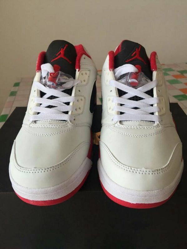 New Jordan 5 Low White Red Black Shoes On Sale - Click Image to Close